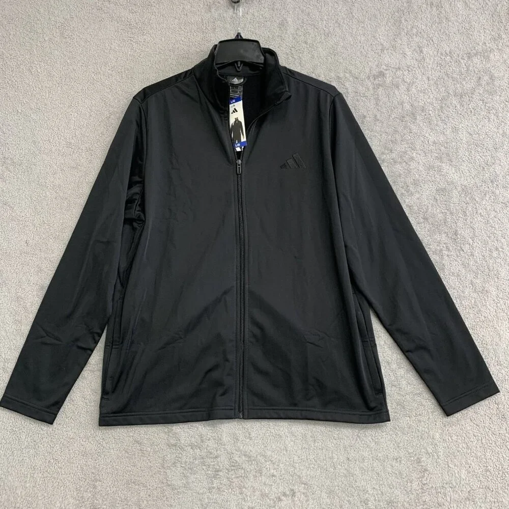 Adidas Men's L Black Full Zip Jacket M Tricot  Polyester h1932